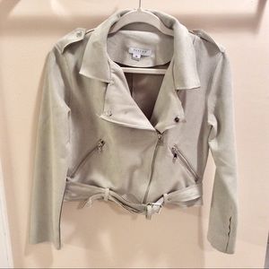 Cropped Moto Faux Suede Jacket, size M